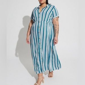 Torrid Maxi Rayon Slub Button Front Godet A-Line Dress Sz:2